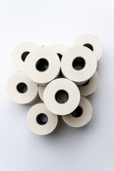 Rolls of white labels isolated. Medical Labels for direct thermal or thermal transfer printing. Blank sticky label roll for thermal transfer printing pirce criss.	
