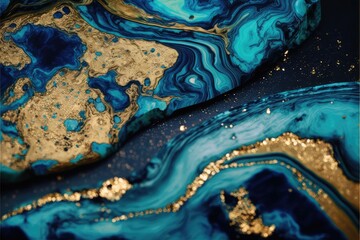Blue and gold marble background