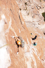 woman rock climbing 