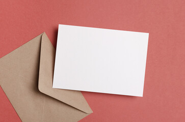Blank card mockup with envelope, card template