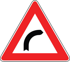 Street DANGER Sign. Road Information Symbol. Turn right