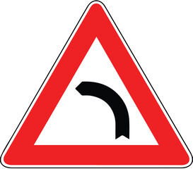 Street DANGER Sign. Road Information Symbol. Turn left