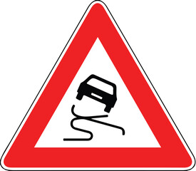 Street DANGER Sign. Road Information Symbol. Slippery road
