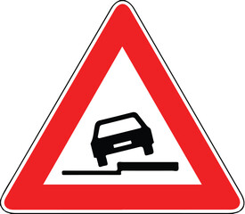 Street DANGER Sign. Road Information Symbol. Low shoulders