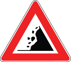 Street DANGER Sign. Road Information Symbol. Falling stones