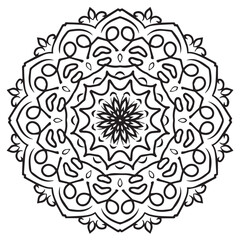 Circular flower mandala lace pattern for Henna, Mehndi, tattoo, decoration. Outline doodle hand draw vector illustration.