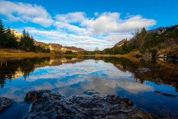 lake and mountains