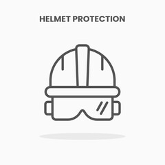 Helmet Construction icon vector illustration line style. Great design for web, app and more. Editable Stroke and pixel perfect.