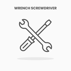 Wrench Screwdriver icon vector illustration line style. Great design for web, app and more. Editable Stroke and pixel perfect.