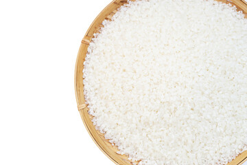 Fototapeta na wymiar uncooked japan rice on white background