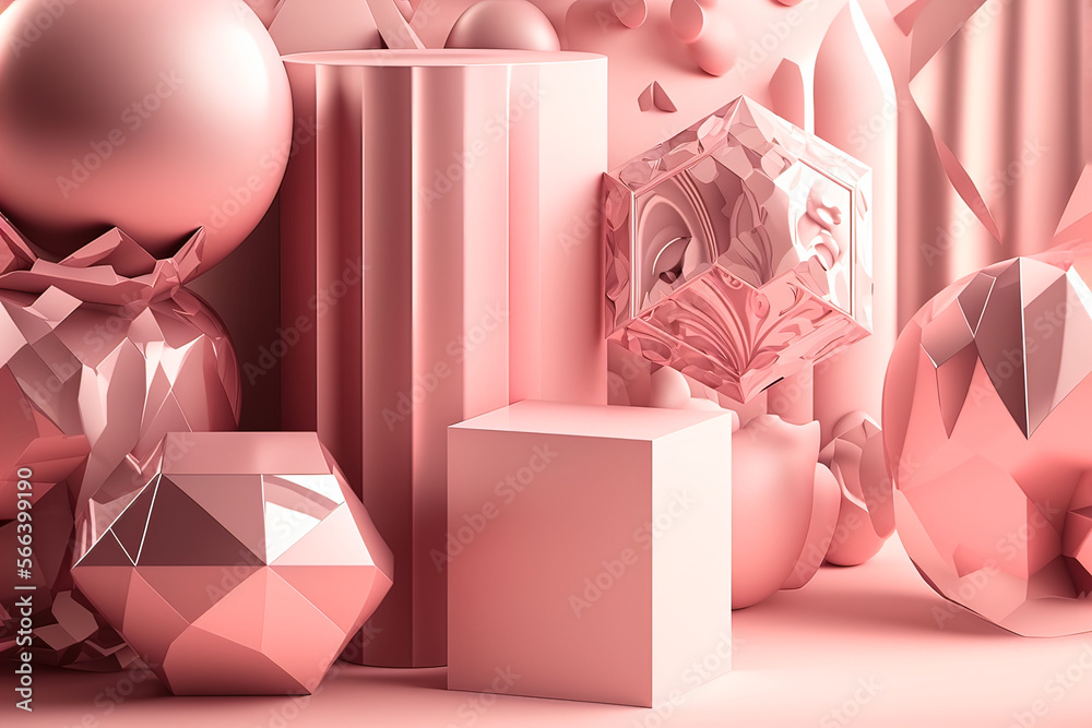 Canvas Prints abstract pink background with interlaced digital 3d glitch and distortion 3d effect. futuristic cybe