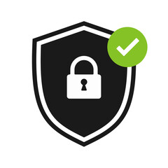 Shield with tick and lock. illustration