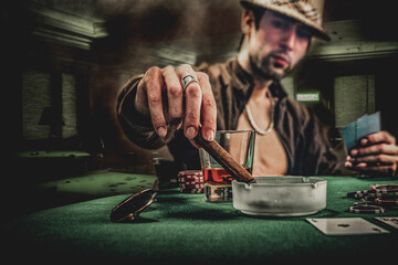 A gambler with the cigar