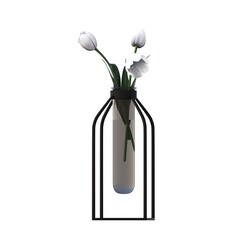 decorative flowers and plants for the interior,  isolated on white background, 3D illustration, cg render