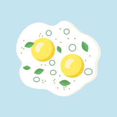 Fried eggs. Fast food. Cooking lunch, dinner, breakfast. Natural product. Cooked omelet.