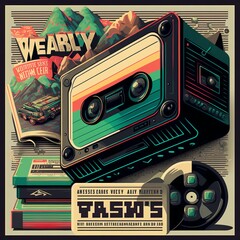 Fototapeta premium Records, tapes, VHS(2) 