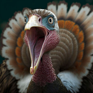 close up of a mad turkey - generative AI