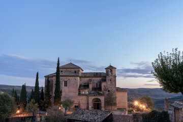 Fototapeta premium Nightfall in the church of San Miguel Arcangel in Alquezar , Spain