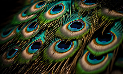 Colorful and Artistic Peacock Feathers. digital art, generative ai	