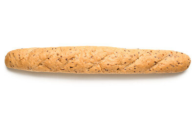 Delicious baguette isolated on white background