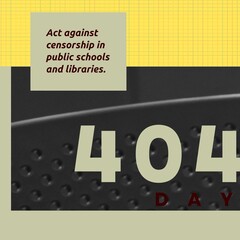 Composition of act against censorship in public schools and libraries text on black background