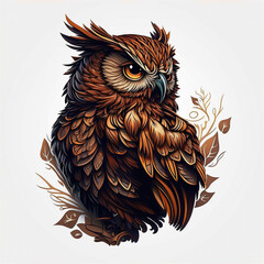 Owl Logo Illustration. Tattoo Style. Generative AI