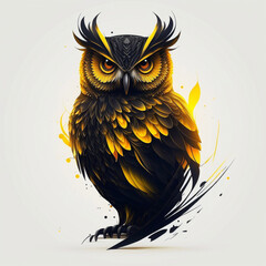 Owl Logo Illustration. Tattoo Style. Generative AI