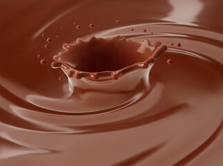 Realistic chocolate corona splash. Vector illustration. Сan easily be used for different backgrounds. EPS10.	