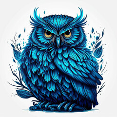 Owl Logo Illustration. Tattoo Style. Generative AI