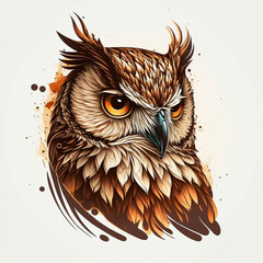 Owl Logo Illustration. Tattoo Style. Generative AI