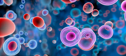 T cells attacking cancer cells, 3D illustration - 566406506
