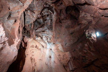 The Diamond Chamber rock formation inside Goughs Cave in Cheddar