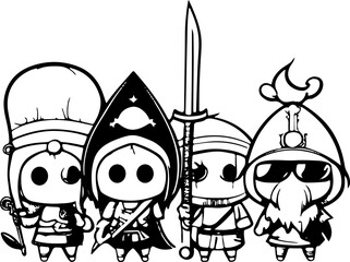  cartoons, vektor, abbildung, halloween, kind, zeichnung, black, character, comic, gesicht, junge, spaß, lächeln, monster, kunst, schädel, leute, tier, komisch, kostüm, rpg, cartoon, cute, eyes, graph