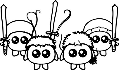  cartoons, vektor, abbildung, halloween, kind, zeichnung, black, character, comic, gesicht, junge, spaß, lächeln, monster, kunst, schädel, leute, tier, komisch, kostüm, rpg, cartoon, cute, eyes, graph