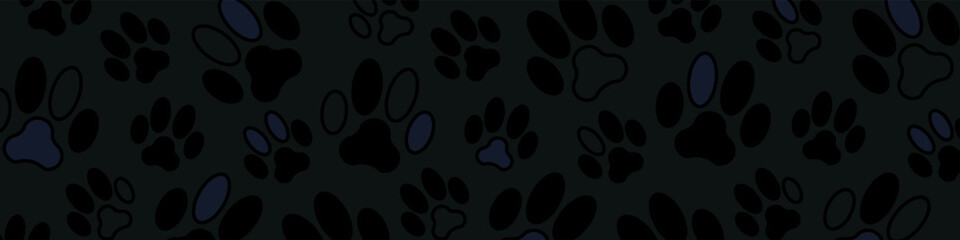 Animal footprint black and white background. Paw foot trail print. Vector illustration backdrop.