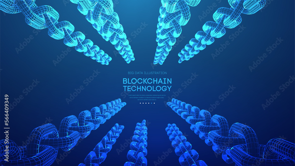 Wall mural blockchain digital technology. big data vector background. cryptocurrency technology vector backgrou