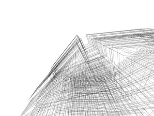 Abstract architectural rendering 3d illustration