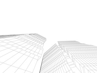 Fototapeta premium Abstract architectural rendering 3d illustration