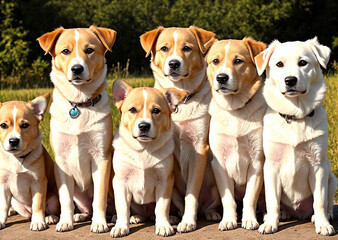 Cute Dog looking at camera. Generative AI