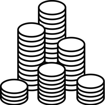 Coins stack vector icon. Currency exchange symbol. Pile money income vector.