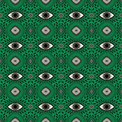 Abstract symbols turkeys seamless evil eyes magic pattern for wrapping paper and fabrics and linens