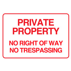 Restricted Private Property Sign on Transparent Background
