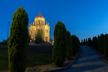 Pantheon of the Duchess of Sevillano Guadalajara at dusk , Spain