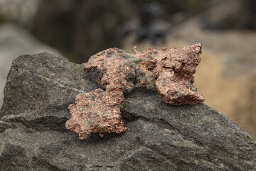copper ore sample on rock
