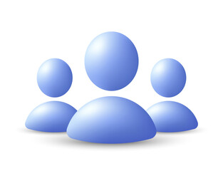 Group of people 3d icon. Social network user community. Team squad leader, human management and business community. Person profile, office meeting squad and group of users. Vector illustration