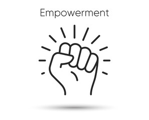 Empower line icon. Strong fist sign. Empowerment strength symbol. Illustration for web and mobile app. Line style discrimination protest icon. Editable stroke strength empower or protest power. Vector