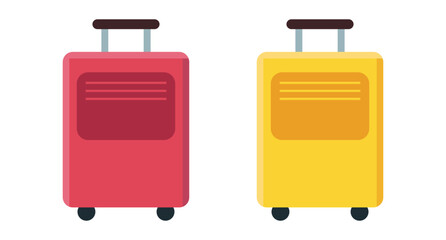 Set of Travel Bags, Red and Yellow. Flat Design Style