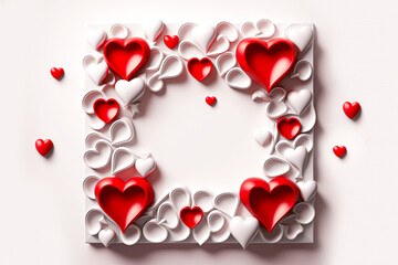 Valentines day 3d frame with hearts