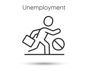 Unemployment line icon. Jobless person sign. Job dismissal symbol. Illustration for web and mobile app. Line style work crisis icon. Editable stroke jobless case. High unemployment. Vector