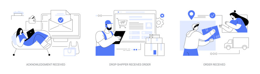 Order status abstract concept vector illustrations.